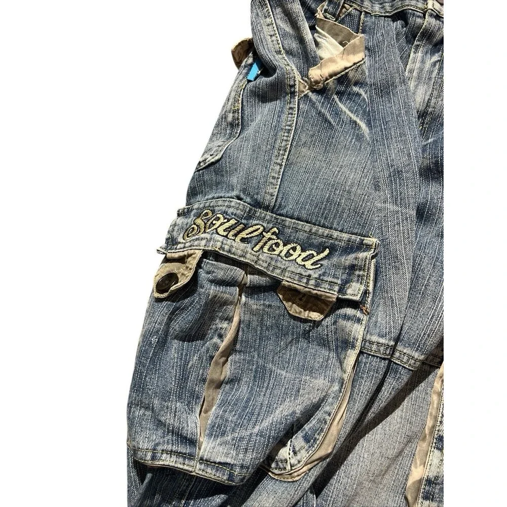 Y2K Gems Baby Spell Out Cargo Jeans hip hop Sz 16 Women’s Sz S
